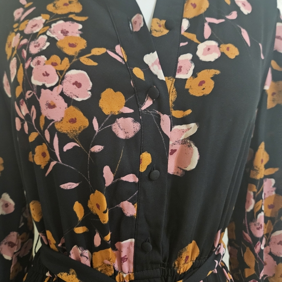 Nanette Lepore Black Dress with Pink and Orange Floral - Picture 9 of 11